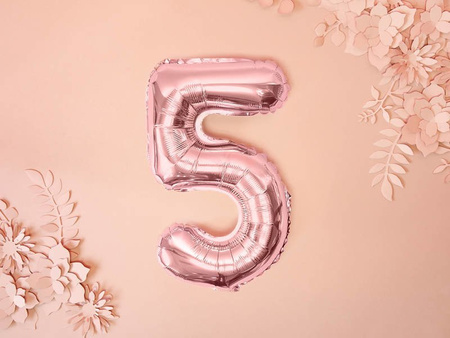 Foil balloon - Number "5" - Pink gold - 35 cm 