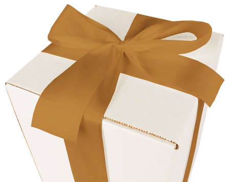 WHITE CARDBOARD BOX - with gold ribbon - 20x20x25cm