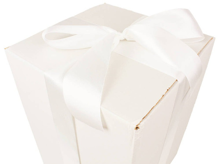 WHITE CARDBOARD BOX - with light cream ribbon - 35x25x25cm