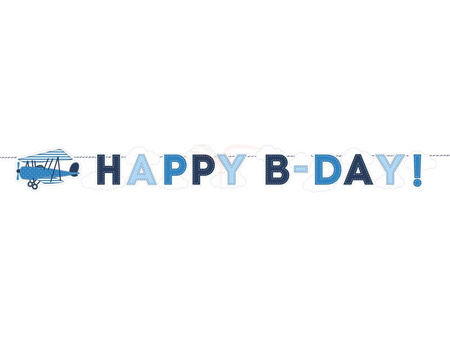 Birthday banner - Airplane - HAPPY B-DAY - 20 x 90 cm