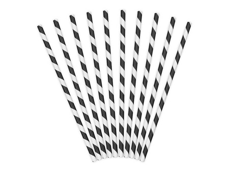 Paper Straws - Black and White - 10 pieces