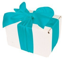 WHITE CARDBOARD BOX - with turquoise ribbon - 13x10x8cm