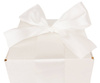 WHITE CARDBOARD BOX - with light cream ribbon - 15x15x20cm