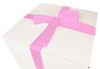 WHITE CARDBOARD BOX - with pink ribbon - 40x40x30cm