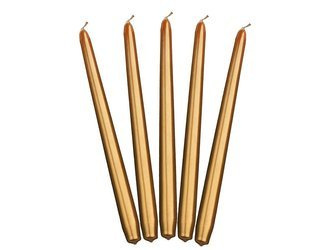 Metalized cone candle - 29 cm - gold - 10 pcs.