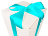 WHITE CARDBOARD BOX - with blue ribbon - 35x25x25cm