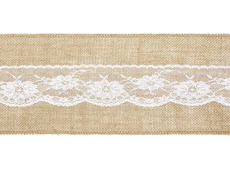 Chair sash - Jute with lace - 0.15 x 2.75 m