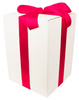 WHITE CARDBOARD BOX - with dark pink ribbon - 35x25x25cm