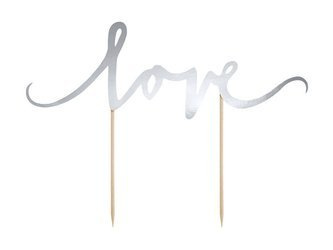 Cake topper - Love - Silver - 17cm