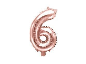 Foil balloon - Number "6" - Pink gold - 35 cm