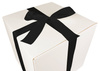 WHITE CARDBOARD BOX - with black ribbon - 40x40x40cm