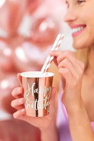 Happy Birthday cups! - rose gold - 260ml - 6 pcs