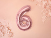 Foil balloon - Number "6" - Pink gold - 35 cm 