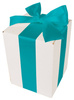 WHITE CARDBOARD BOX - with turquoise ribbon - 15x15x20cm