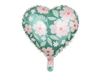 Foil balloon - Heart with flowers - 45 cm