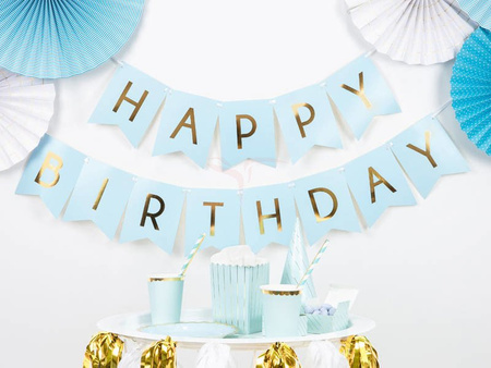 Birthday banner - Happy Birthday - Light blue - 15 x 175 cm