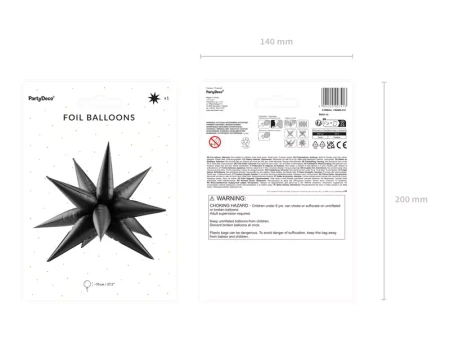 3D Star foil balloon - 70 cm - black