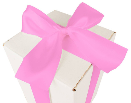 WHITE CARDBOARD BOX - with pink ribbon - 25x15x15cm