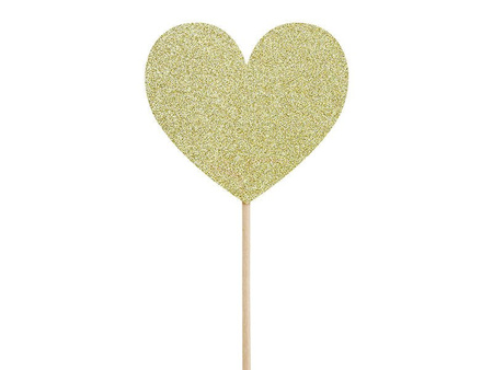 Muffin Toppers - Hearts - Gold - Glitter - 11cm - 6 pieces