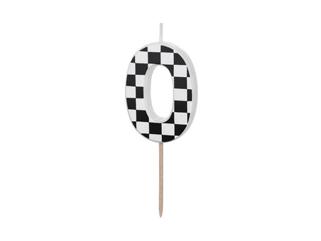 Birthday candle - Number 0 - Checkerboard - 5.5cm