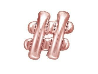 Foil balloon # - hashtag - 35 cm - rose gold