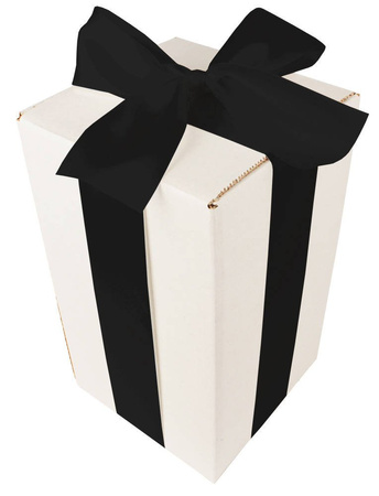 WHITE CARDBOARD BOX - with black ribbon - 25x15x15cm