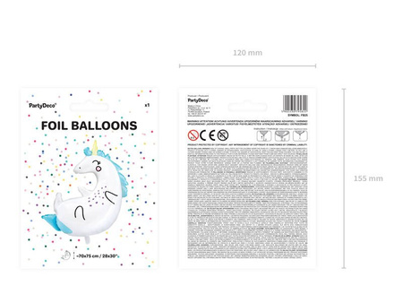 Foil balloon - Unicorn - White - 70 x 75 cm