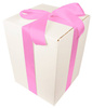 WHITE CARDBOARD BOX - with pink ribbon - 35x25x25cm