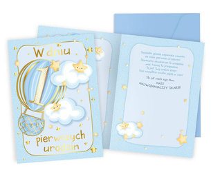 Greeting card - One year old - Blue