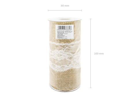 Chair sash - Jute with lace - 0.15 x 2.75 m