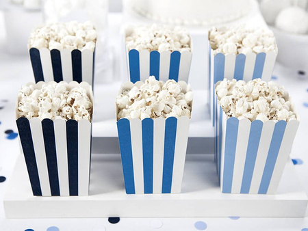 Popcorn boxes - Blue - 7.5 x 7.5 x 12.5 cm - 6 pieces