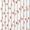  White paper straws - Hearts rose gold - 19.5 cm