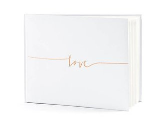 Guest Book - Love - White - Pink Gold - 24 x 18.5 cm - 22 cards