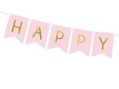 Birthday banner - Happy Birthday - Bright pink - 15 x 175 cm