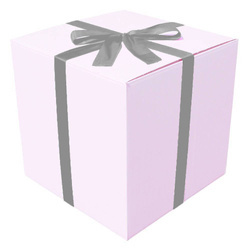 WHITE CARDBOARD BOX - with silver ribbon - 50x50x50cm