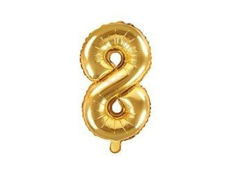 Foil balloon - Number "8" - Gold - 35 cm