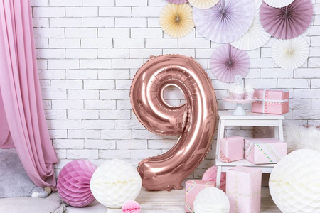 Foil balloon - Number "9" - Pink gold - 86 cm