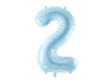 Foil balloon - Number "2" - Light blue - 86cm 