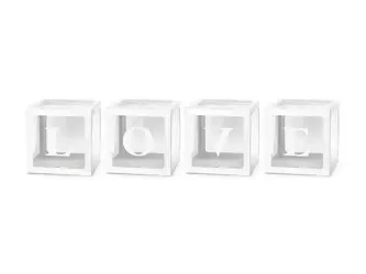 Balloon boxes - LOVE - 30 x 30 cm - white - 4 pcs