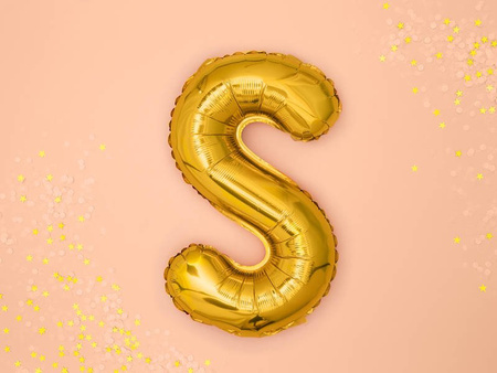 Foil balloon - Letter "S" - Gold - 35 cm