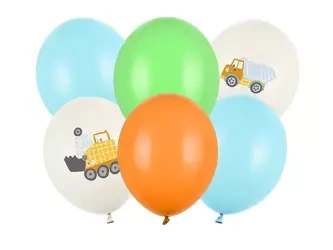 Balloons 30 cm - Construction vehicles - 6 pcs.