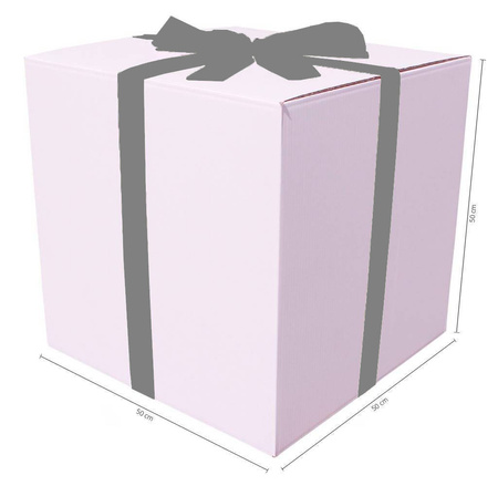 WHITE CARDBOARD BOX - with silver ribbon - 50x50x50cm