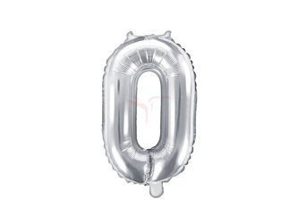 Foil balloon - Number "0" - Silver - 35 cm