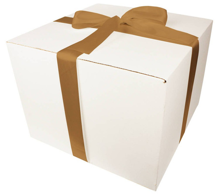 WHITE CARDBOARD BOX - with light gold ribbon - 40x40x30cm