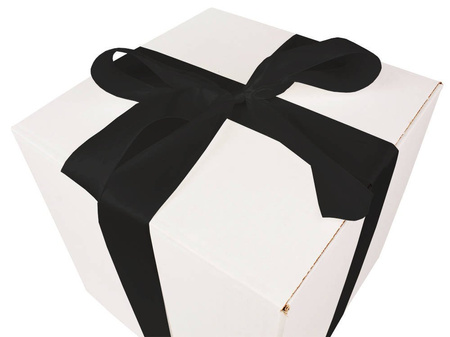 WHITE CARDBOARD BOX - with black ribbon - 30x30x30cm