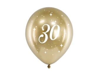 Glossy balloons 30cm - Birthday - 30 - Gold - 6 pcs