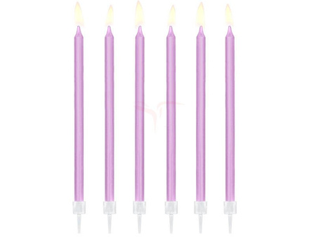 Birthday candles - Smooth - Lilac - 14cm - 12 pieces