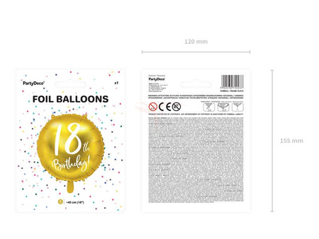 Foil balloon - Round - 18th Birthday! - Gold - 45cm