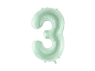 Foil balloon - Number 3 - Light green - 72cm