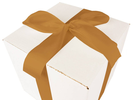 WHITE CARDBOARD BOX - with light gold ribbon - 25x25x25cm